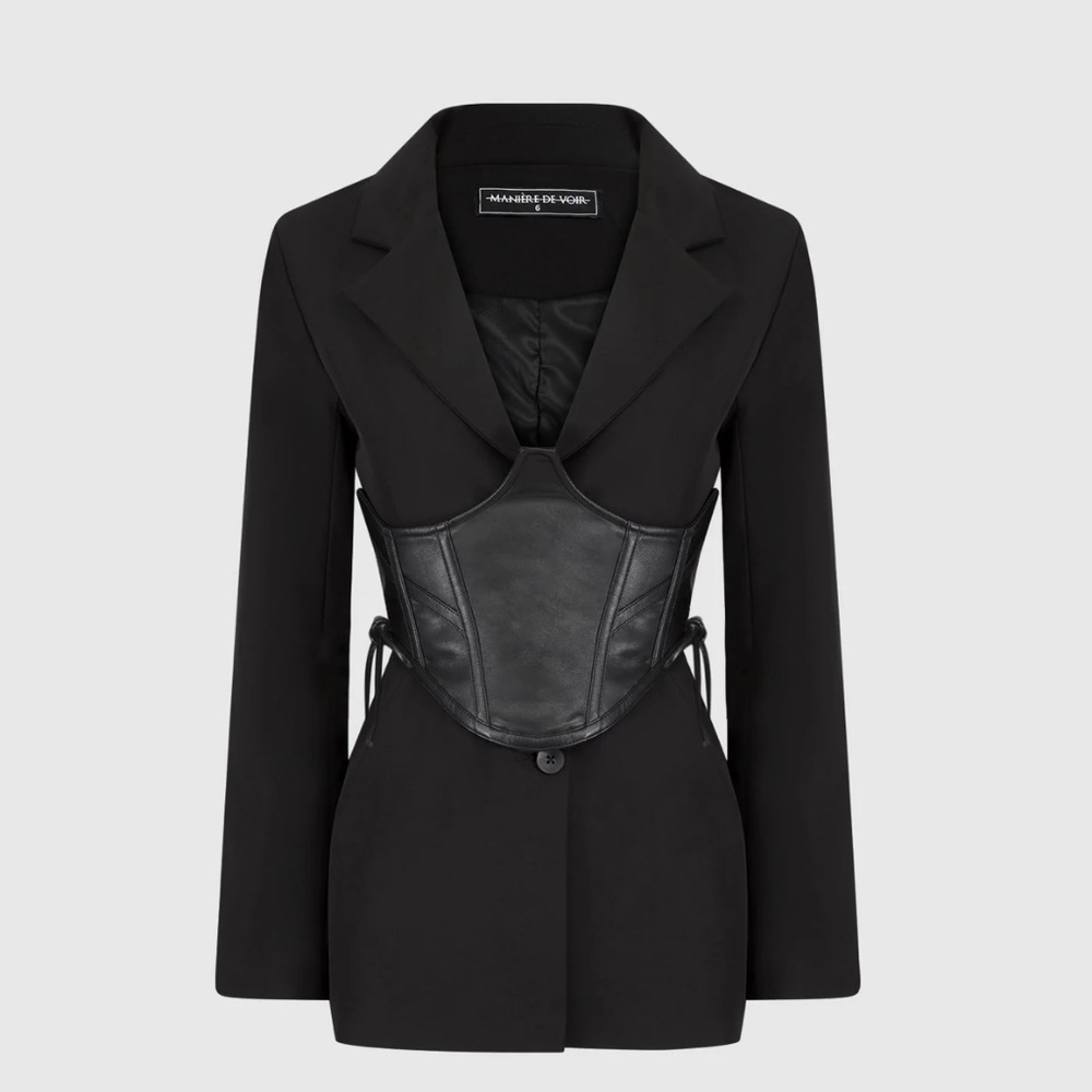 BLAZER WITH VEGAN LEATHER CORSET